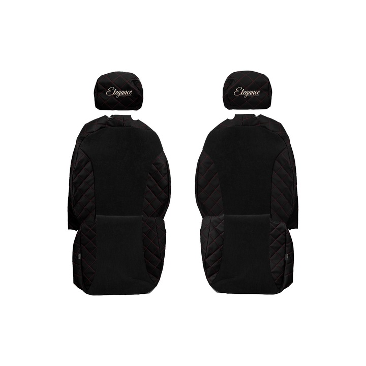 Huse scaune F-CORE ELEGANCE Q 1+1, Negru/Rosu, set 2 piese