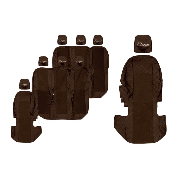 Huse scaune F-CORE set 8 locuri, 3 randuri, Maro, pentru FIAT TALENTO, RENAULT TRAFIC, OPEL VIVARO, NISSAN NV300