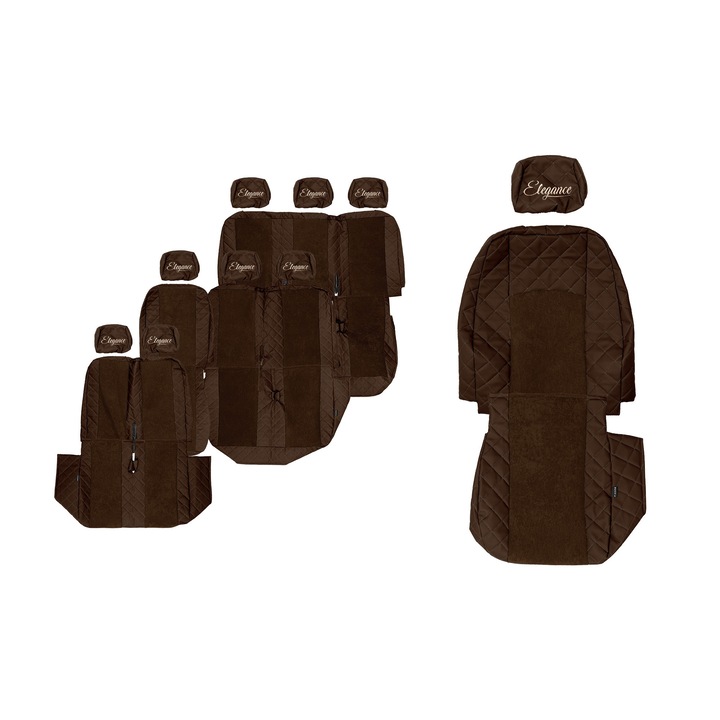 Huse scaune F-CORE, 9 piese, maro, pentru Volkswagen Transporter T5/T6