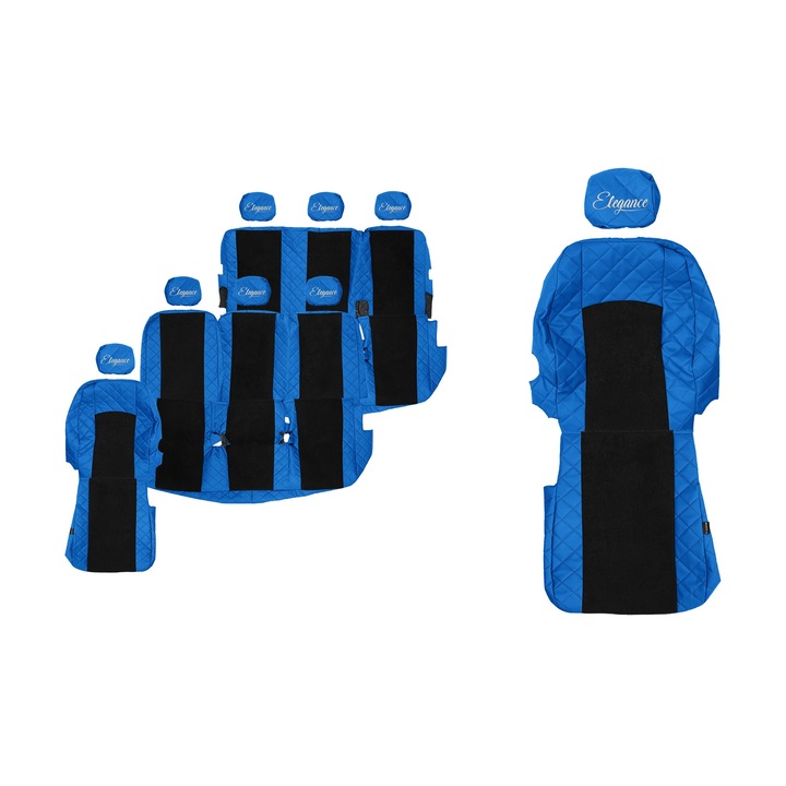 Huse scaune auto F-CORE, ELEGANCE Q, 8 locuri, piele ecologică, albastru, set 8 piese