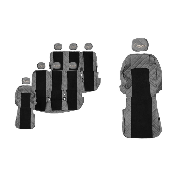 Huse scaune F-CORE ELEGANCE Q, 8 locuri, 3 randuri, Gri, set 8 piese