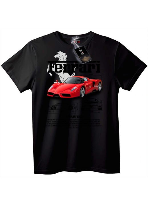 Tricou cu design Ferrari, Negru