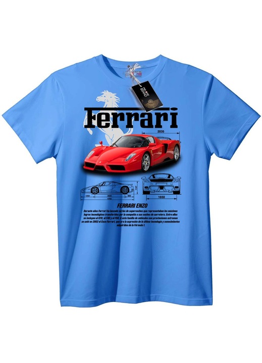 Tricou cu design Ferrari, Albastru deschis