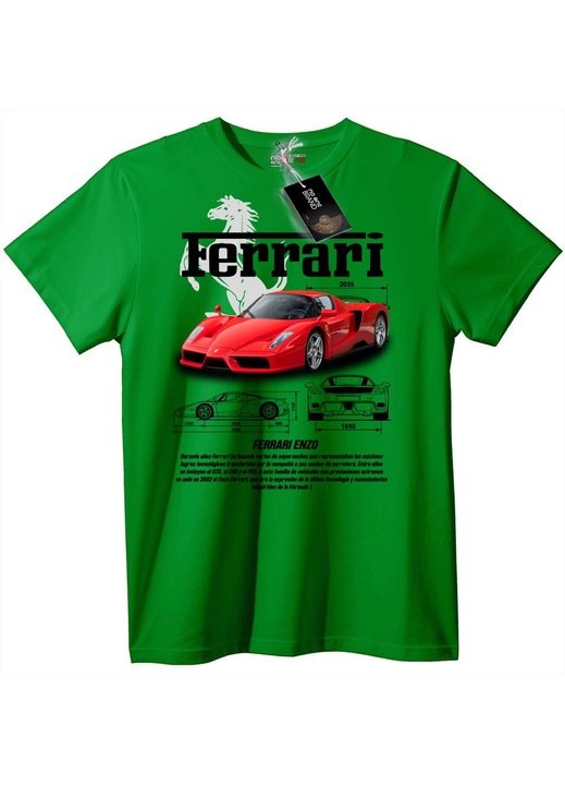 Tricou cu design Ferrari, Verde