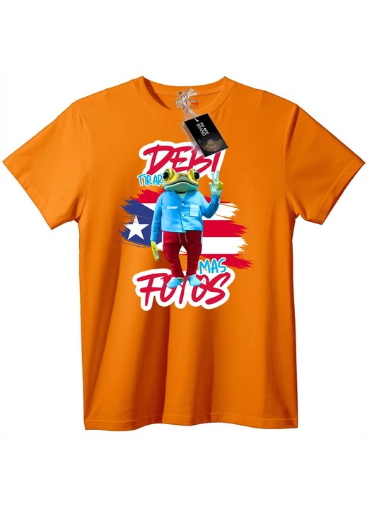 Tricou cu broască și semnul păcii, Portocaliu