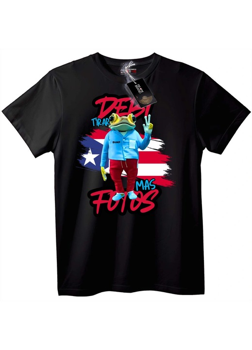 Tricou cu broască și semnul păcii, Negru, 7XL