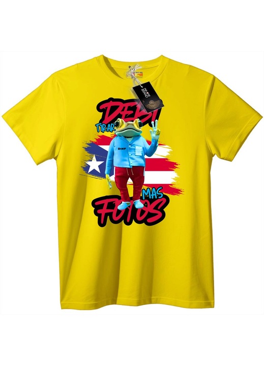 Tricou cu broască și semnul păcii, Galben, 5XL