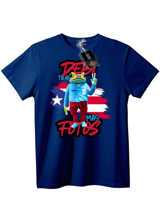 Tricou cu broască și simbolul păcii, Albastru închis, 5XL