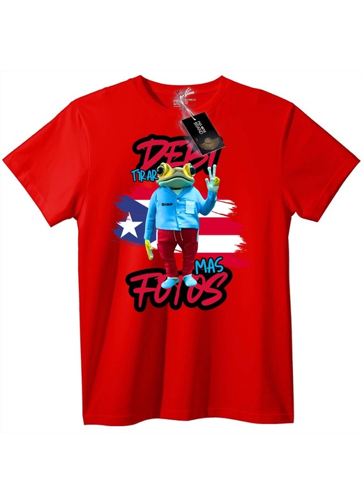 Tricou cu broască și semnul păcii, Roșu, 6XL