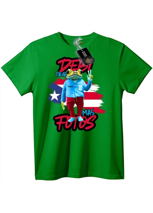 Tricou cu broască și semnul păcii, Verde, 6XL