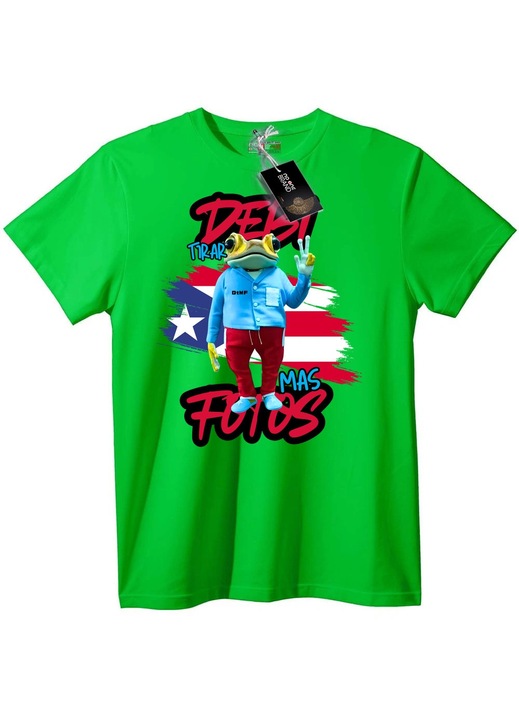 Tricou cu broască și semnul păcii, Verde deschis, 6XL