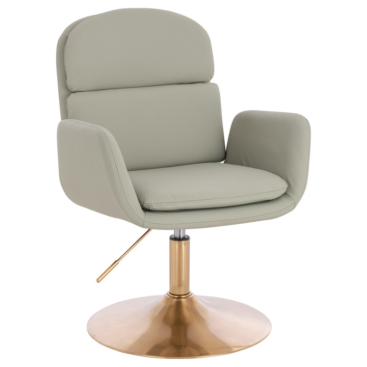 Scaun de birou, Votana, HR480N, Piele Ecologica Premium Soft, Baza Aurie, Culoarea Inului