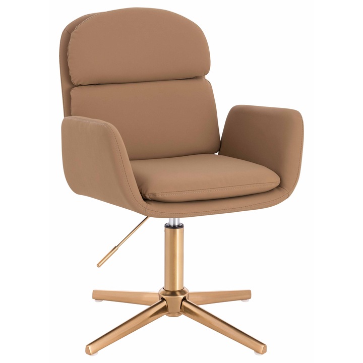 Scaun de birou, Votana, HR480CROSS, Piele Ecologica Premium Soft, Baza Aurie, Carmel
