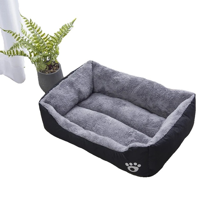 Легло за домашни любимци, черно, 110x70x20см, плюшен влакнест материал, изолация срещу влага, L