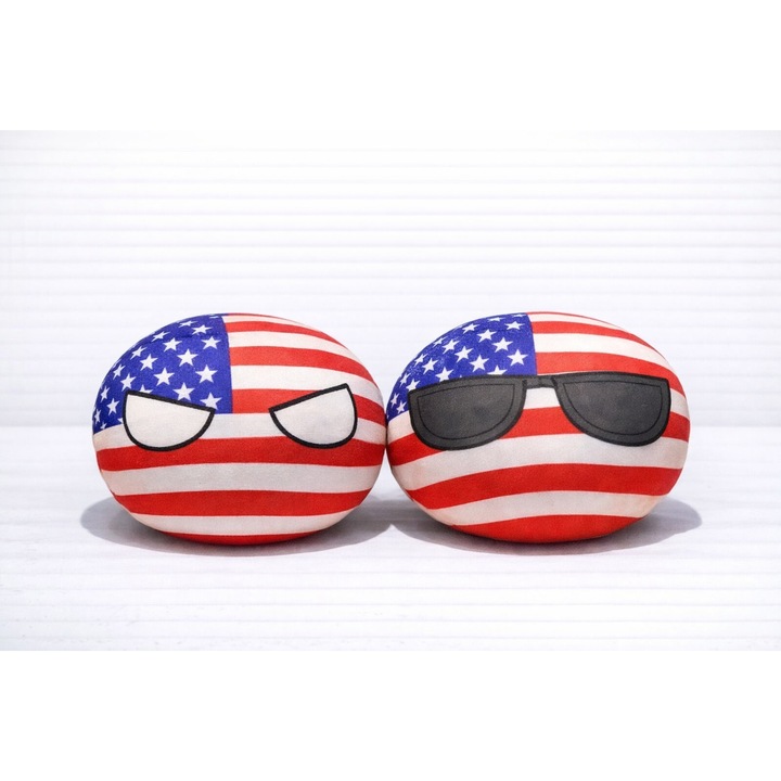 Set 2 Jucarii de Plus Countryball USA, 10cm, Multicolor