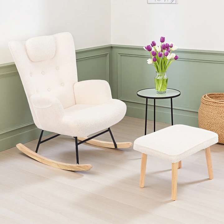 Fotoliu pentru living, Alb