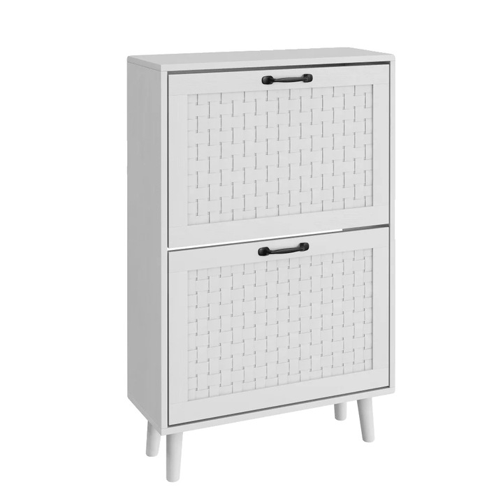 Dulap pantofi, alb, 1-2 rafturi, design modern, constructie din MDF
