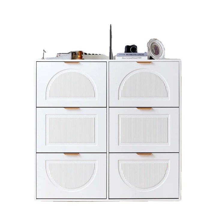 Cipősszekrény, 6 rekeszes, szabadon álló kivitel, fehér