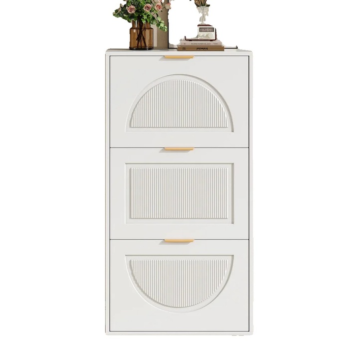 Cipősszekrény, 6 rekeszes, szabadon álló kivitel, fehér