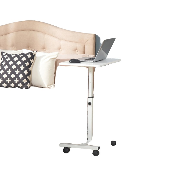 Masa laterala, inaltime ajustabila 52.5 - 84 cm, dimensiuni 60x40 cm, 4 roti cu frana, utilizare versatila