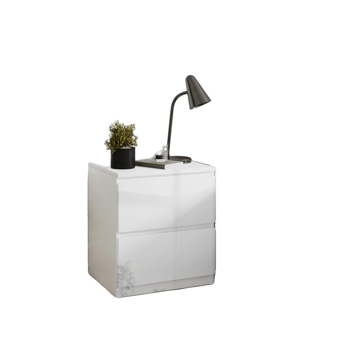 Noptiere, 40x34x45cm, design fara manere, 2 sertare, melamina