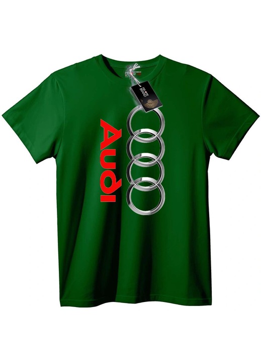 Audi logós póló, sötétzöld, L