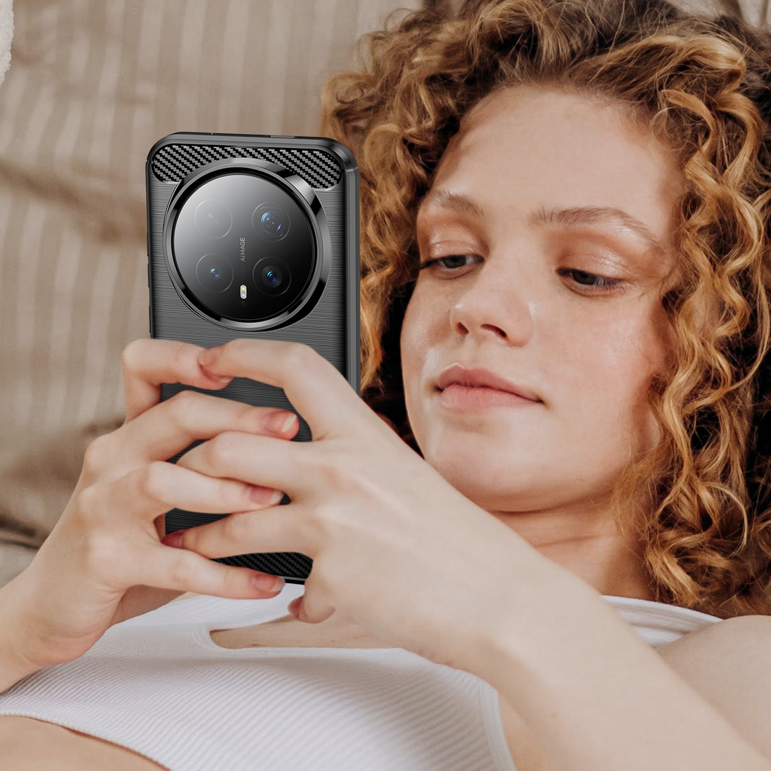 Husa telefon, pentru Honor Magic 8 Pro 5G, De inalta calitate subtire si usoara periata confortabila TPU Soft Feel, Carbon Fiber Negru