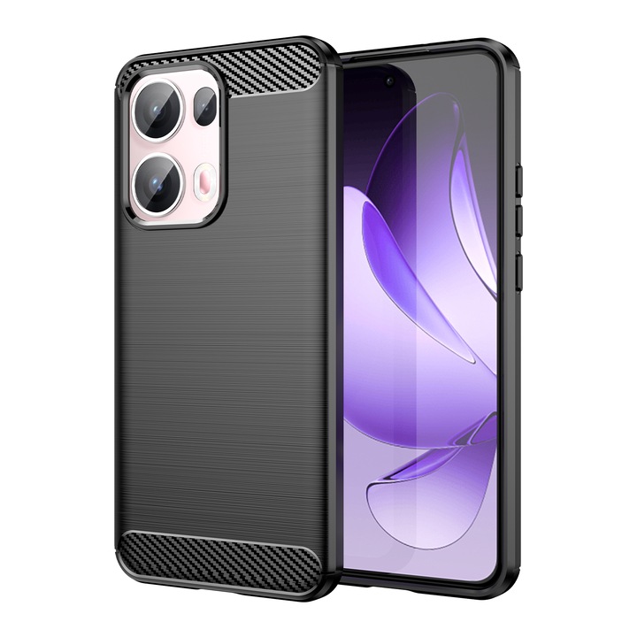 Husa telefon, pentru Oppo Reno 13 Pro 5G, De inalta calitate subtire si usoara periata confortabila TPU Soft Feel, Carbon Fiber Negru