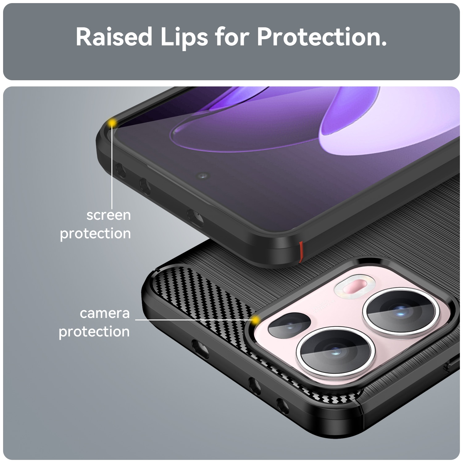 Husa telefon, pentru Oppo Reno 13 Pro 5G, De inalta calitate subtire si usoara periata confortabila TPU Soft Feel, Carbon Fiber Negru