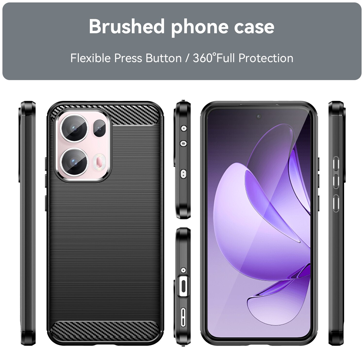 Husa telefon, pentru Oppo Reno 13 Pro 5G, De inalta calitate subtire si usoara periata confortabila TPU Soft Feel, Carbon Fiber Negru