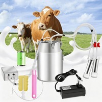 Aparat de Muls Electric Portabil pentru Vaci, Bidon 14 L din Otel Inoxidabil 304, Pompa de Vid Reincarcabila 5200 mAh, Pulsatie Reglabila 43-46/min, Supapa Antiretur, Autonomie 1,5-2 Ore, 2 Perii