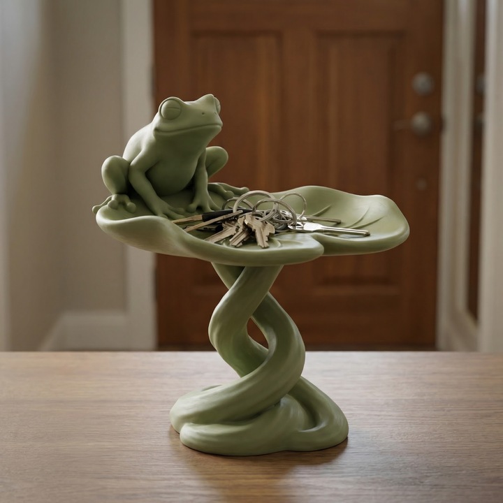 Kulcstartó tálca organikus sziluettel, zöld, PLA műanyag, 16 cm