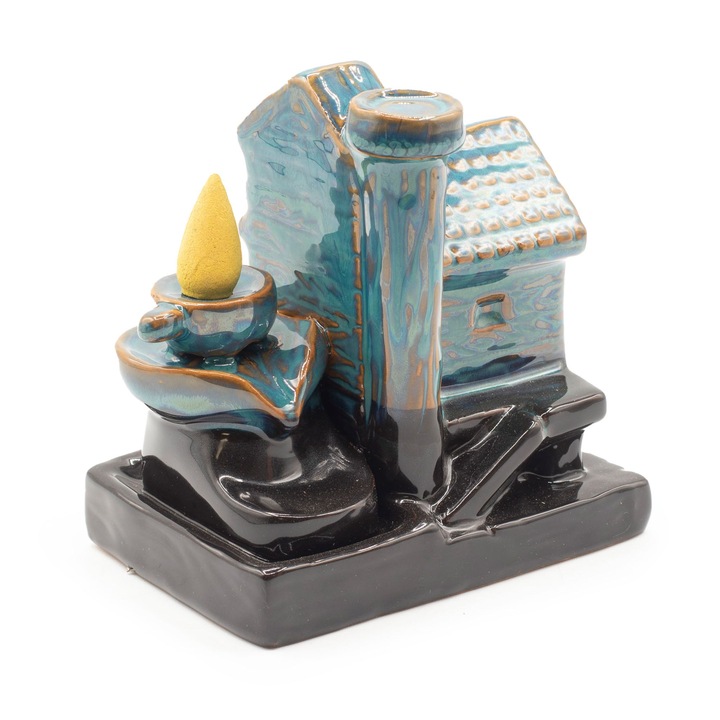 Кадилница с обратен поток, Керамика, Многоцветен, 12x12.5см, Къща с Воденица