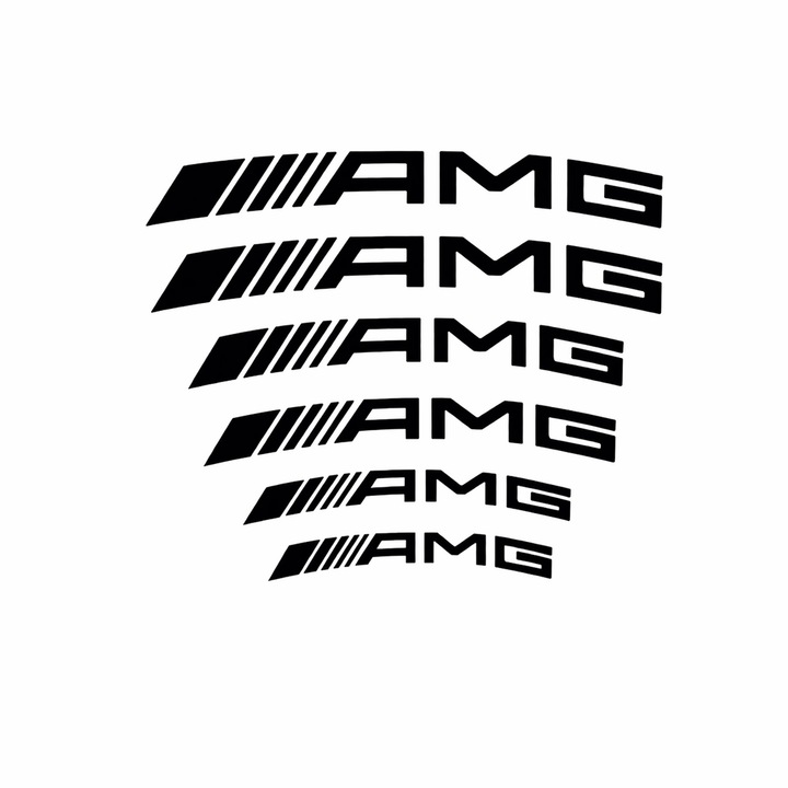 PBauto AMG matricák Mercedeshez, 6 darabos készlet, fekete szín, 12x1cm, 9.5x0.8cm, 7x0.5cm