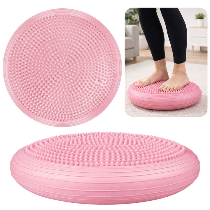 Сензомоторна подложка за упражнения LEAN, балансиращ диск, розов, 34 см