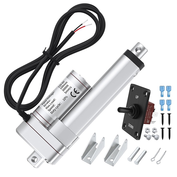 Комплект електрически линеен задвижващ механизъм 3000N, Omelivon, 12V, 5mm/s, Нисък шум, Здрава конструкция, Устойчив на вода и прах, Капацитет 330lbs