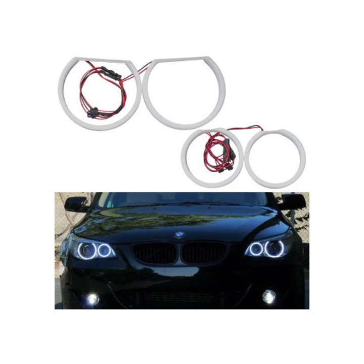 Lampa far LED alb-Ochi de înger BMW E60 Pre Facelift Xenon Alb Alb, Onlineavto ®