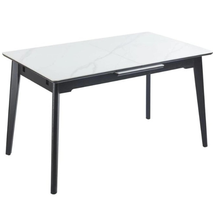 Разтегателна трапезна маса Sani KJT4711-1, 180x80x76cm, Бяла с черно