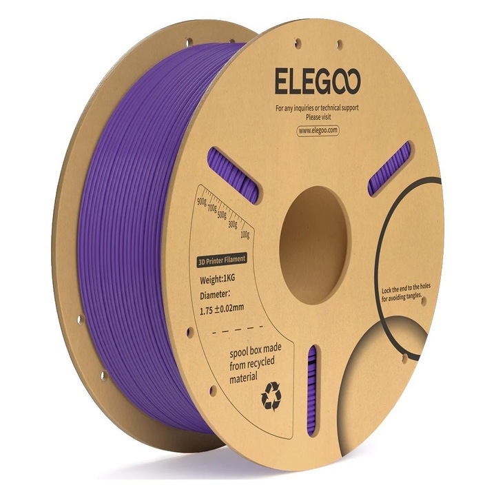 Filament pentru imprimante 3D Elegoo PLA Plus, 1.75 mm, 1.0 kg, Violet