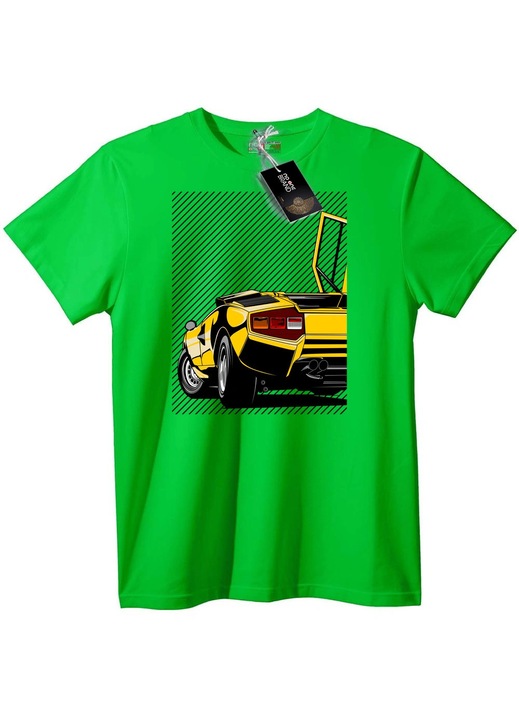 Tricou Retro Mașină Sport Galbenă, Verde deschis