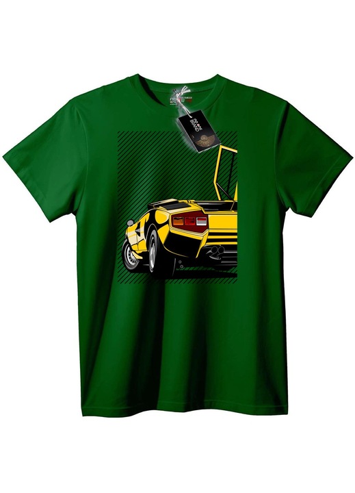 Tricou Retro Mașină Sport Galbenă, Verde englez