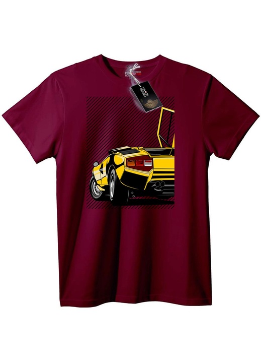 Tricou Retro Mașină Sport Galbenă, Visiniu
