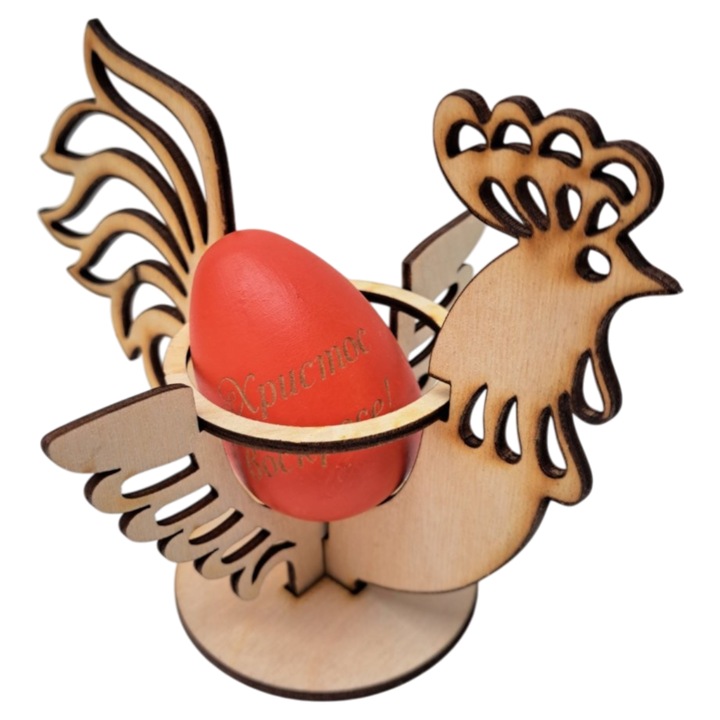 Suport din lemn de Paște pentru ou "Cocoș", suport pentru un ou, decorațiune de Paște, ornament tăiat cu laser, Produse ArtLux
