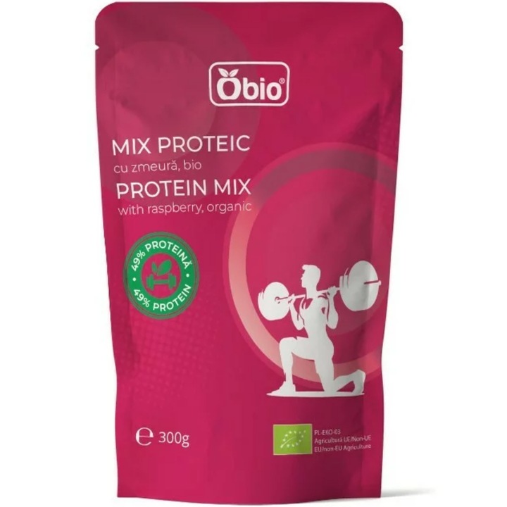 Mix Proteic Cu Zmeura Bio, Obio, 300g