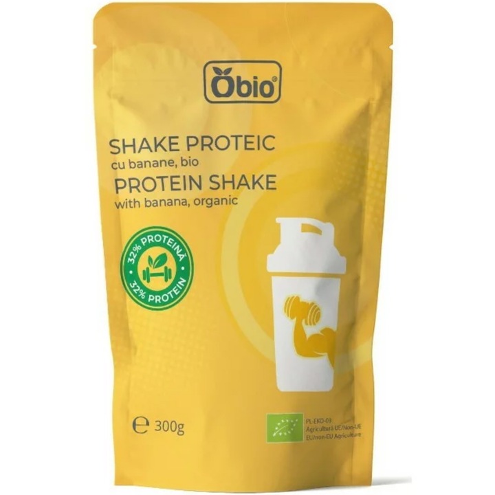 Shake Proteic Cu Banane Bio, Obio, 300g