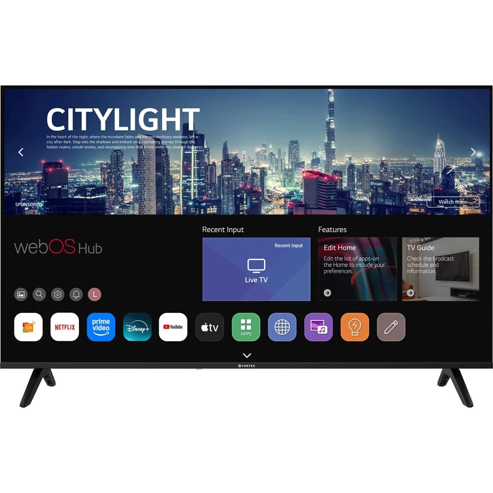 Televizor LED Smart VORTEX V50EKA1UW3S, Ultra HD, 123cm, Wifi, sistem operare webOS, margini subtiri, Negru