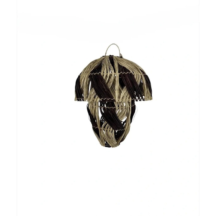 Pendul Boho, lampă lucrată manual din materiale naturale, 12 cm x 10 cm x 40 cm, înălțime 45 cm, fibre naturale