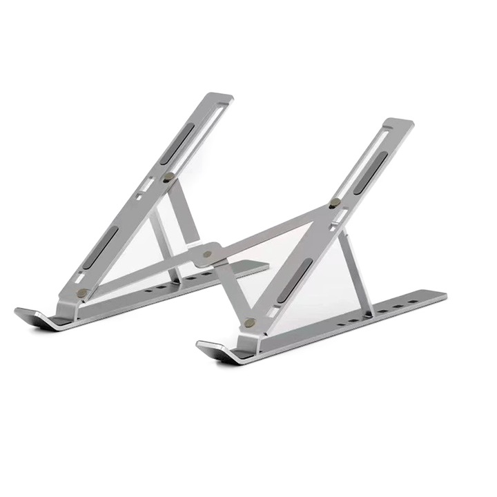 AWOCAN laptop tartó, állítható, összecsukható, szellőző, 10-16" laptopokhoz és tabletekhez, ezüst