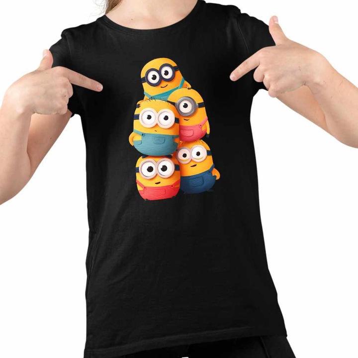 Tricou Copii Fete Minions Despicable Minioni, Fekete