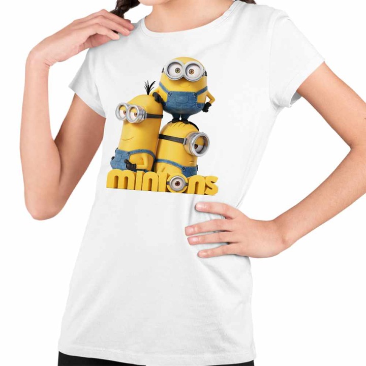 Tricou Copii Fete Minions Team Despicable Minioni, Fehér